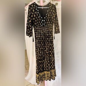 Black and Gold Floral Maxi Dress